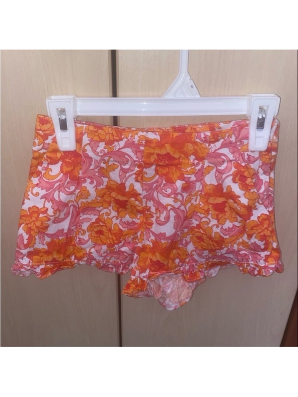 Janie and Jack Girls Floral Ruffle Shorts Pink Orange Size 5
